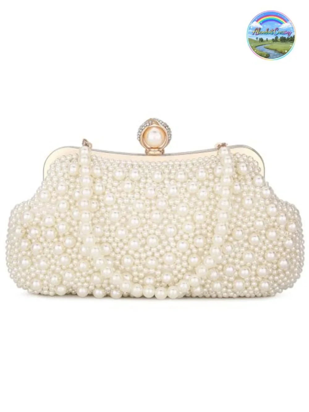 Pearl Clutch Bag with Crystal Beads Evening Wedding Clutch Handmade